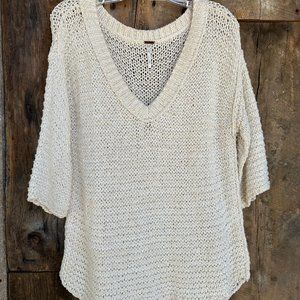 Free People knit cream blouse